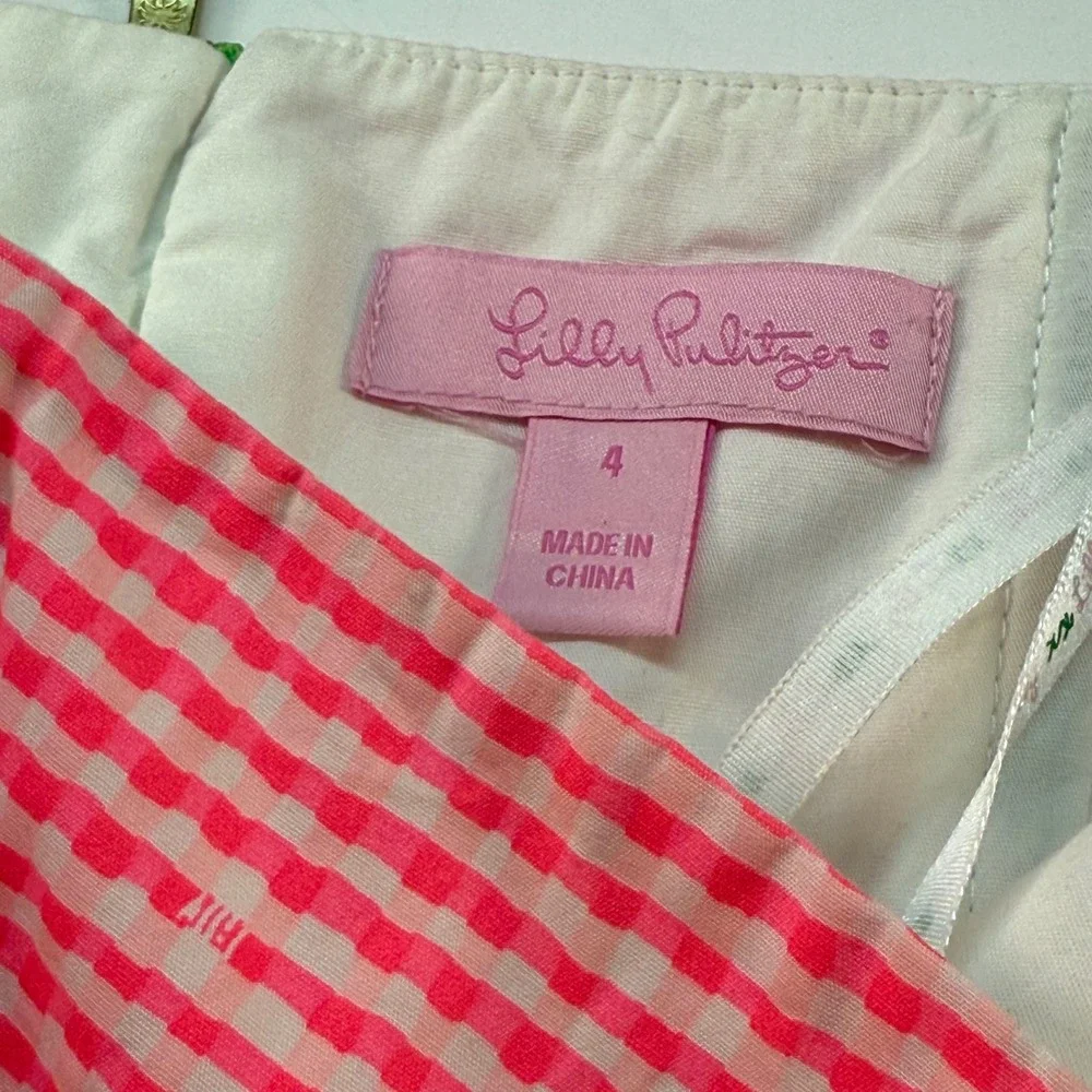 Lilly Pulitzer Seersucker Strapless Peplum Ruffle Dress Pink Size 4 Cotton - Picture 3 of 9